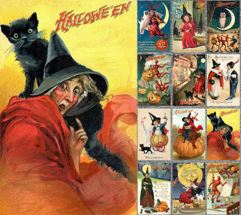 🎃🎁Vintage Halloween Postcard ( 24 pcs )