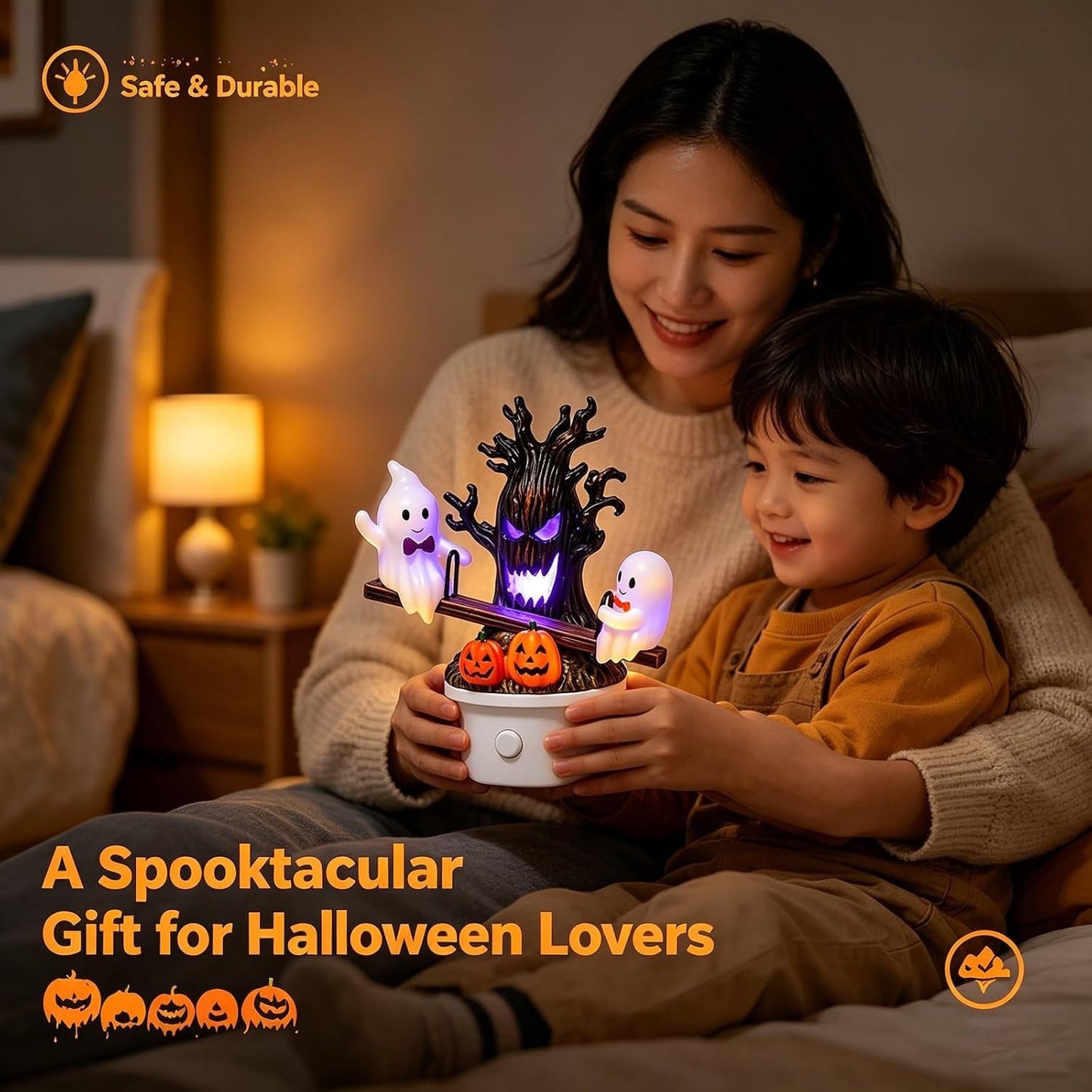 👻 Bouncing Ghost Seesaw Night Light – Cute Plug-In Halloween Decor