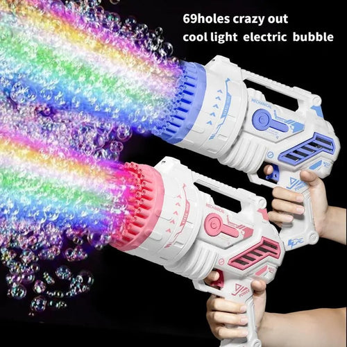 69-Hole Rocket Launcher Bubble Machine Gun – Thousands of Bubles with LED Lights