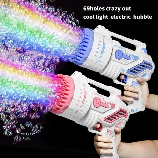 69-Hole Rocket Launcher Bubble Machine Gun – Thousands of Bubles with LED Lights