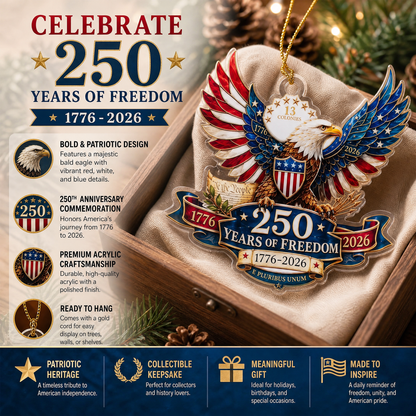 1776–2026 Freedom Eagle Christmas Ornament
