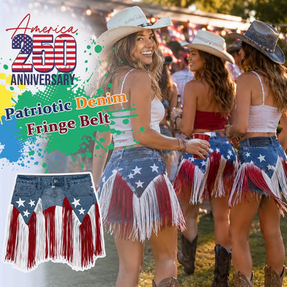 🎉USA 250th Anniversary Patriotic Denim Fringe Belt