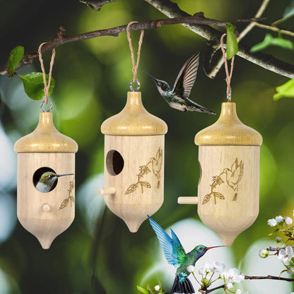 🐦 Natural Wooden Hummingbird House - 🎁A Wonderful Gift For Bird Lovers