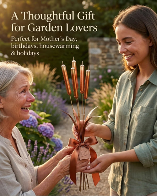 🔥Limited Time Offer 🎐Copper Cattail Wind Chime Garden Stake, Rustic Metal Outdoor Yard Decor