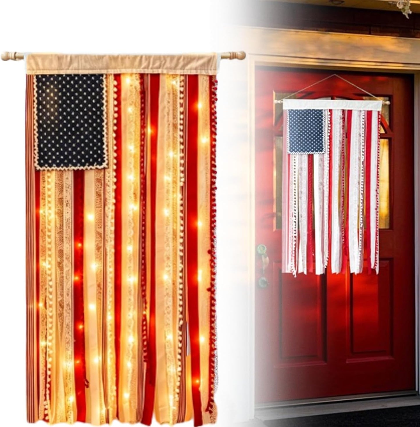 🎉250th Anniversary Special Boho American Flag Tassel Wall Hanging, Patriotic 4th of July Decor (4 Styles)