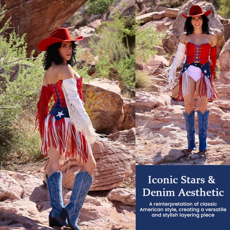 🎉USA 250th Anniversary Patriotic Denim Fringe Belt