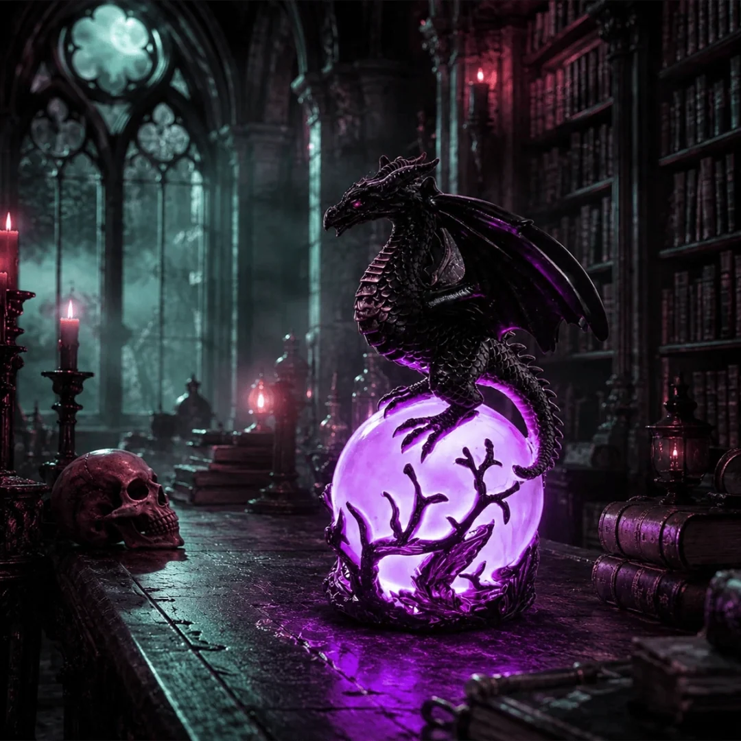 🔮🐉Gothic Dragon LED Crystal Ball Lamp for Dark Aesthetic Decor