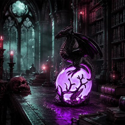 🔮🐉Gothic Dragon LED Crystal Ball Lamp for Dark Aesthetic Decor