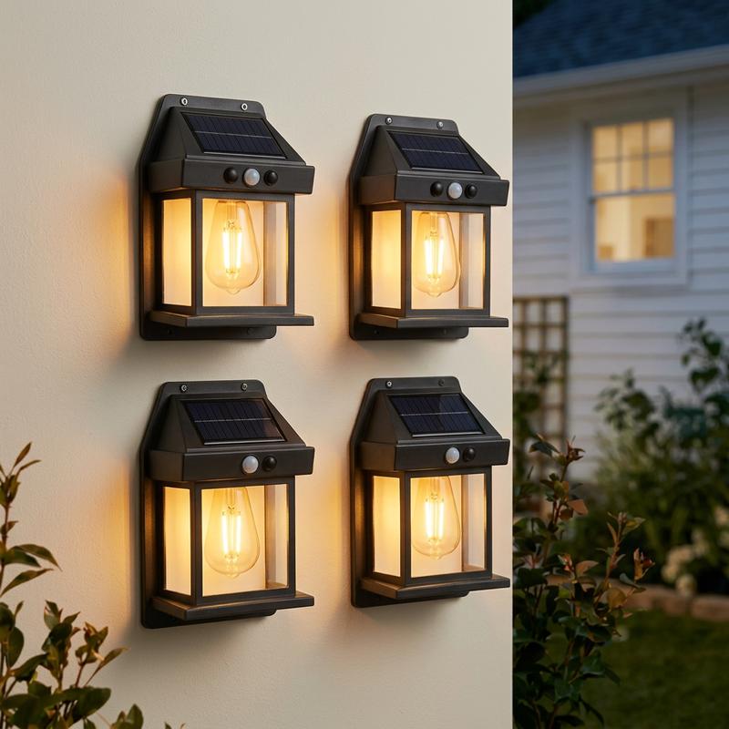 4 Pack Solar Outdoor Wall Lights with Motion Sensor