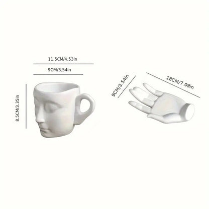 🔥🔥 Hot Sale - Ceramic Face Coffee Cup with Dish and Spoon