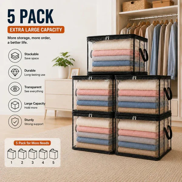 📦Large Heavy-Duty Thick Plastic Clear Storage Bag for Clothes, Moving & Storage