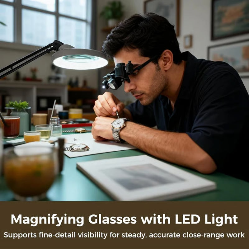 💥Precision LED Magnifier for Electronics & Crafts – Adjustable stand & 10X-20X zoom – Hands-free, bright light 🛠️