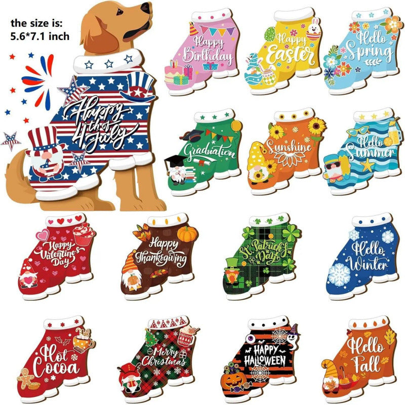 🐾 Interchangeable Seasonal Animal Wooden Decor Set