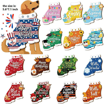 🐾 Interchangeable Seasonal Animal Wooden Decor Set