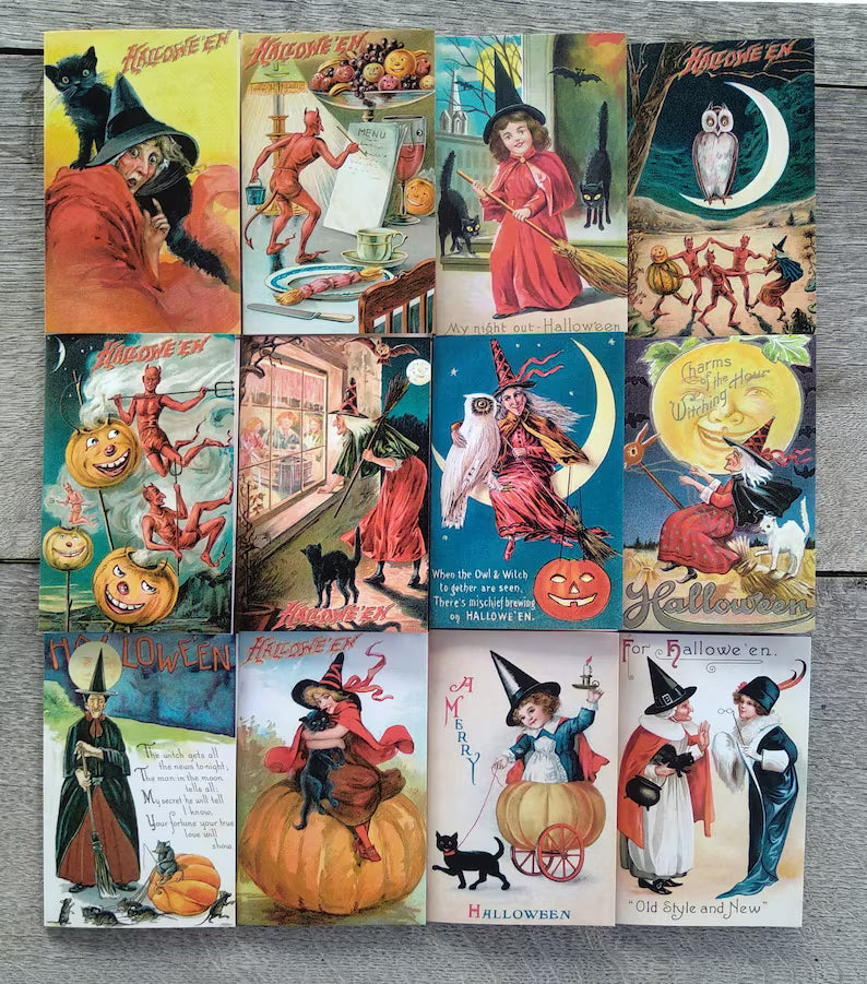 🎃🎁Vintage Halloween Postcard ( 24 pcs )