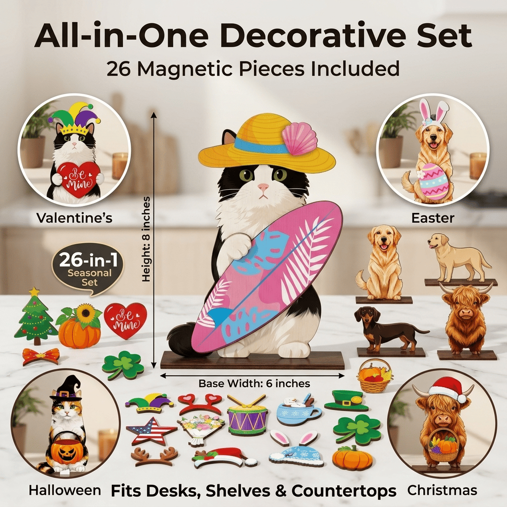 🎁Last Day Promotion 49% OFF🔥Cute Cat/Dog/Golden Retriever Desk Standee – Removable Seasonal Decor