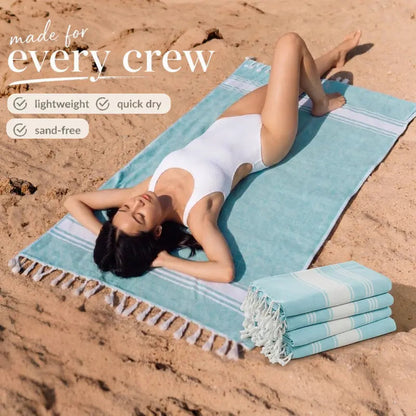 🌞🏖️Beach Towel – Lightweight Quick-Dry Sand-Free Hammam Towel for Beach, Pool & Travel