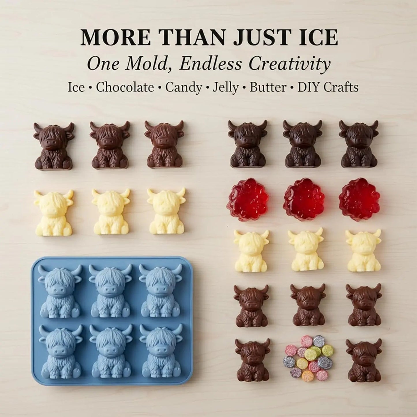 🔥Last Day 60% OFF -🐮 Mini Highland Cow Ice Cube Mold – Cute 3D Ice for Drinks, Parties & Gifts