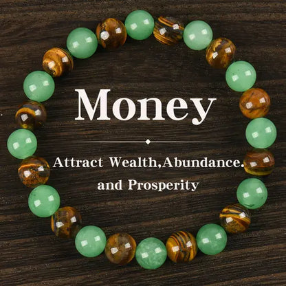 Money Attraction Bracelet with Green Aventurine & Tiger Eye beaded jewelry