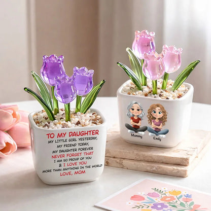 My Daughter Forever - Personalized Custom Glass Everlasting Tulips