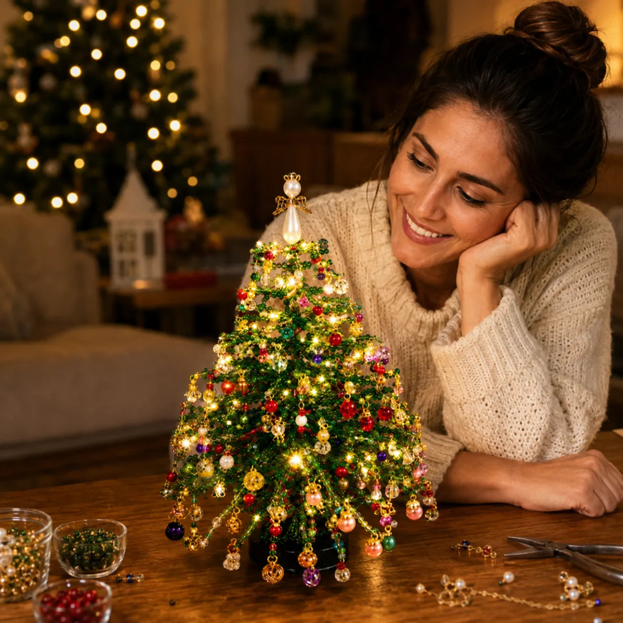 🎄DIY Beaded Christmas Tree Kit – Create Your Own Sparkling Holiday Decoration