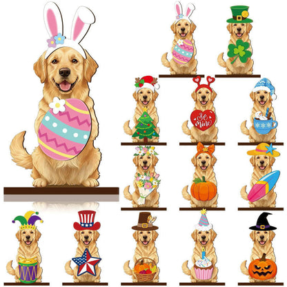 🐾 Interchangeable Seasonal Animal Wooden Decor Set