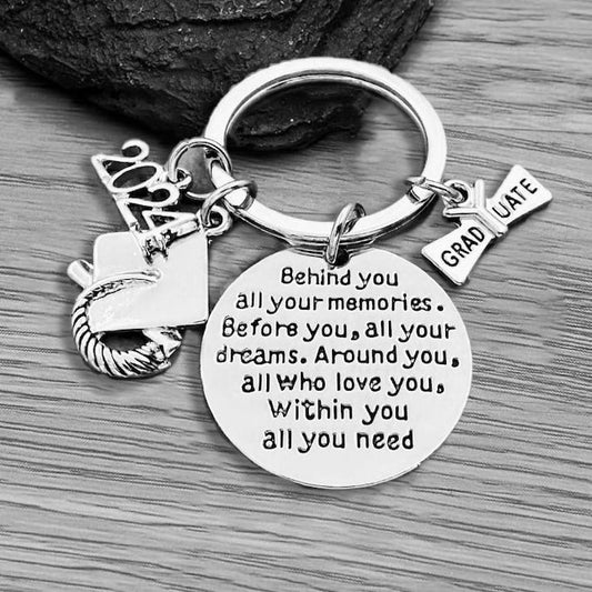2024 Graduation Keychain-Behind You All Your Memories Before You All Your Dreams