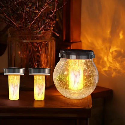 🌞 2 Pack Solar Crackle Glass Lantern Lights – Magical Glow for Your Garden ✨