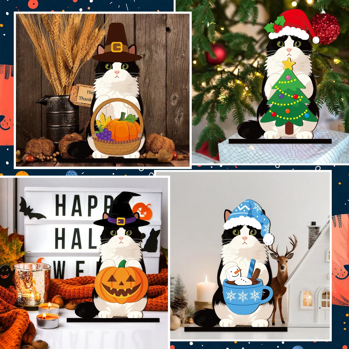 🐾 Interchangeable Seasonal Animal Wooden Decor Set