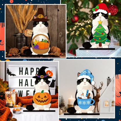 🐾 Interchangeable Seasonal Animal Wooden Decor Set