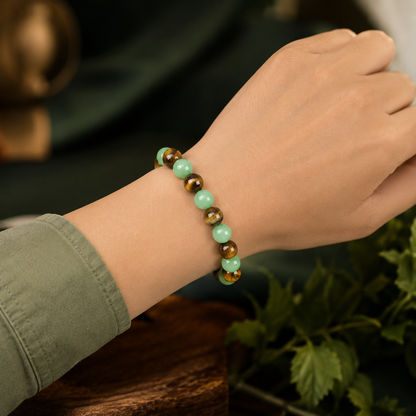 Money Attraction Bracelet with Green Aventurine & Tiger Eye beaded jewelry