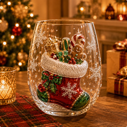 🎅🎅Magical Christmas 3D Glass Cup Collection – Santa, Reindeer, Snowman & Christmas Tree