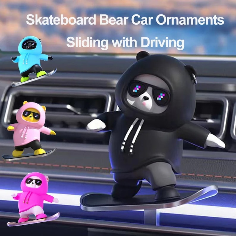 🔥2024 New Car Ornament🎁Skate Lover Bear Car Decor