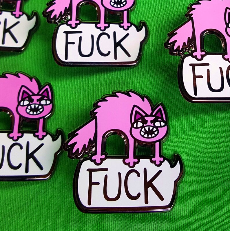 Funny Kitty Enamel Pin Foul-Mouthed Kitten