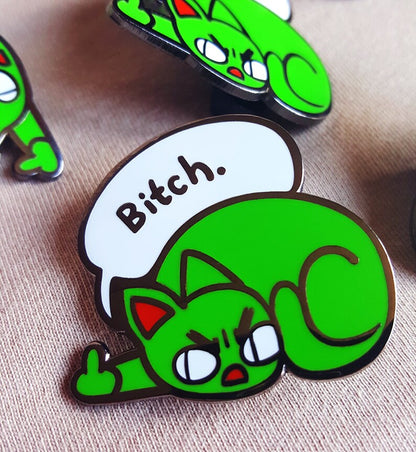 Funny Kitty Enamel Pin Foul-Mouthed Kitten