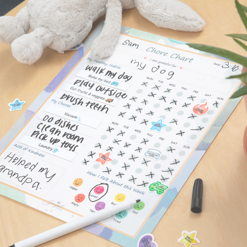 🌈Flexible Stick Weekly Chore Chart and Emotion Tracker for Kids👦👧🏽