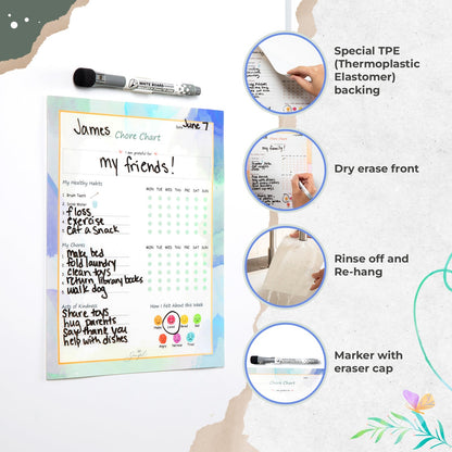 🌈Flexible Stick Weekly Chore Chart and Emotion Tracker for Kids👦👧🏽