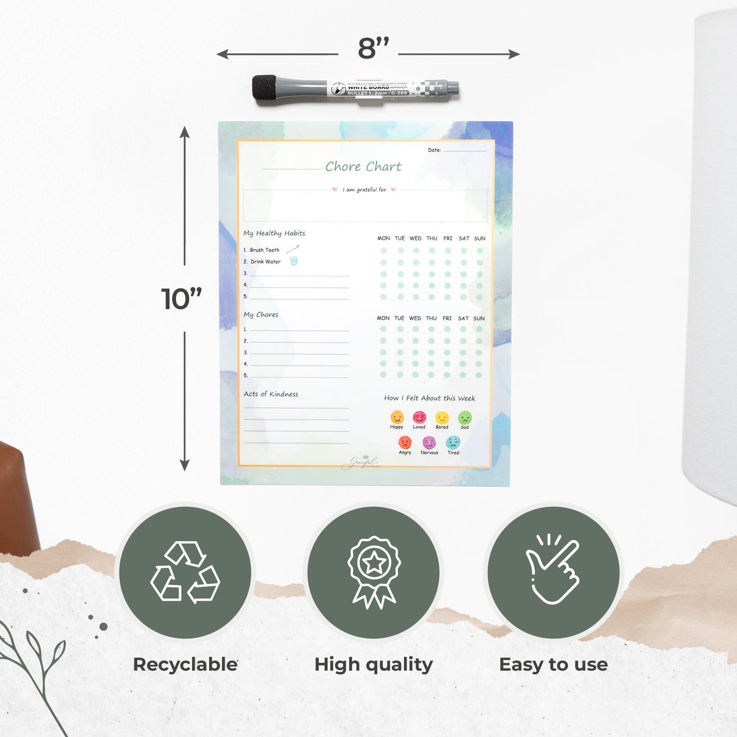 🌈Flexible Stick Weekly Chore Chart and Emotion Tracker for Kids👦👧🏽