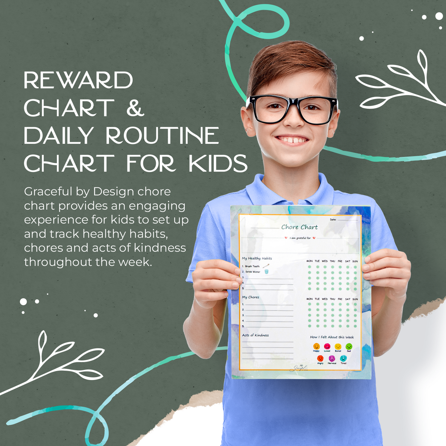 🌈Flexible Stick Weekly Chore Chart and Emotion Tracker for Kids👦👧🏽