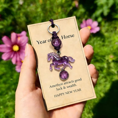 🐎💜Lucky Amethyst Crystal Horse Keychain —✨ A Symbol of Wisdom & Success🔥 (2026)