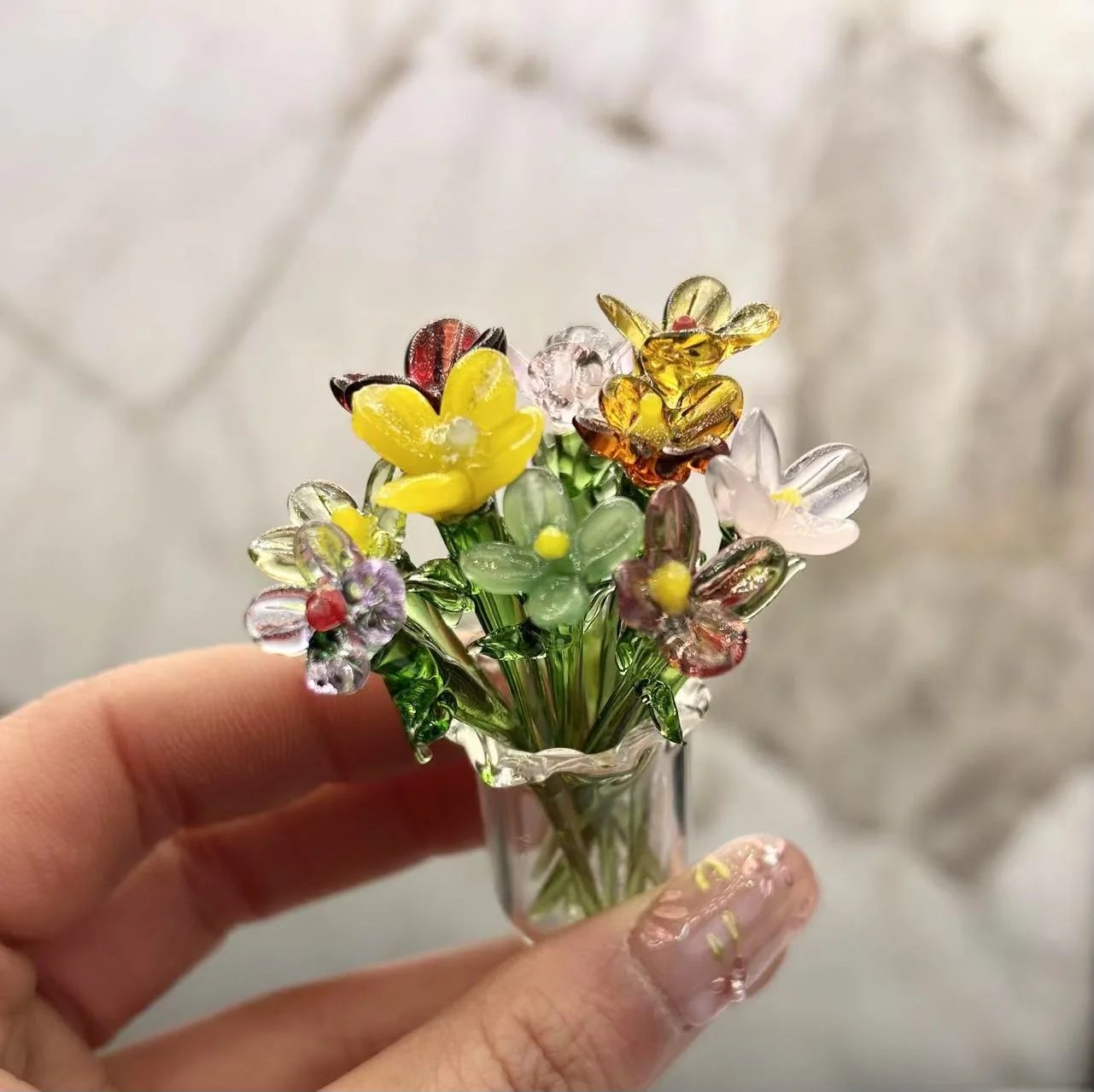 🌸🌸2026 Mother's Day Gifts 50% Off--🎁Mini Glass Flower Ornament Crafts Artificial Flower Floral Figurine