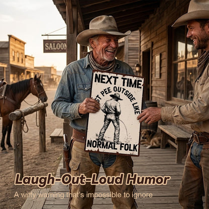 Hilarious Pissing Metal Sign