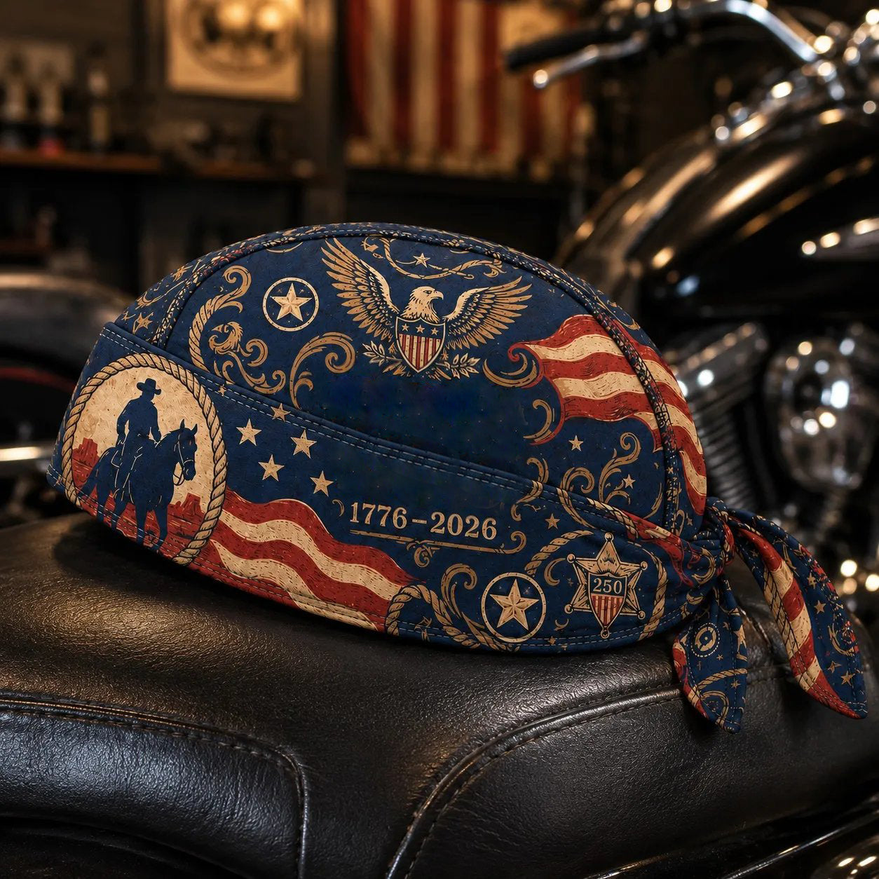 🏍️America 250 Cycling Pirate Hat / Biker Headwrap
