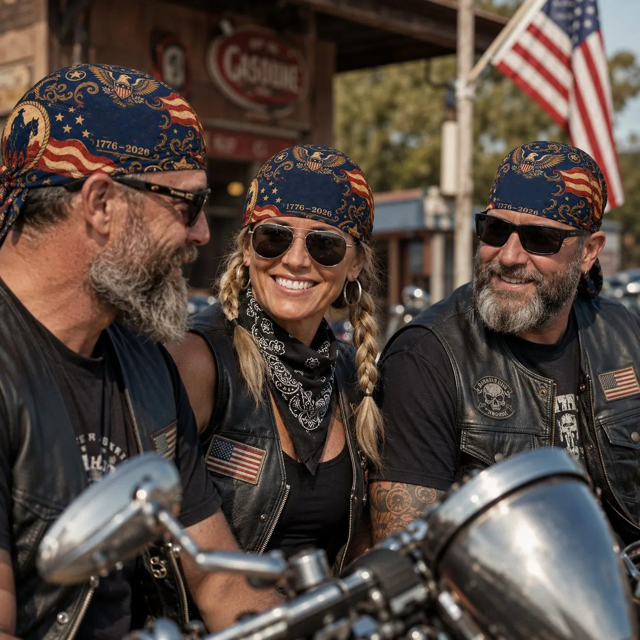 🏍️America 250 Cycling Pirate Hat / Biker Headwrap