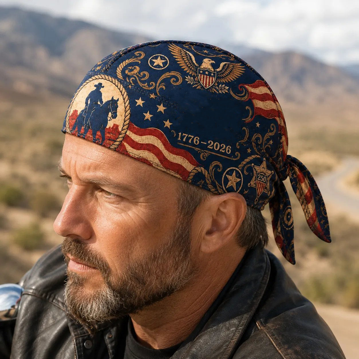 🏍️America 250 Cycling Pirate Hat / Biker Headwrap