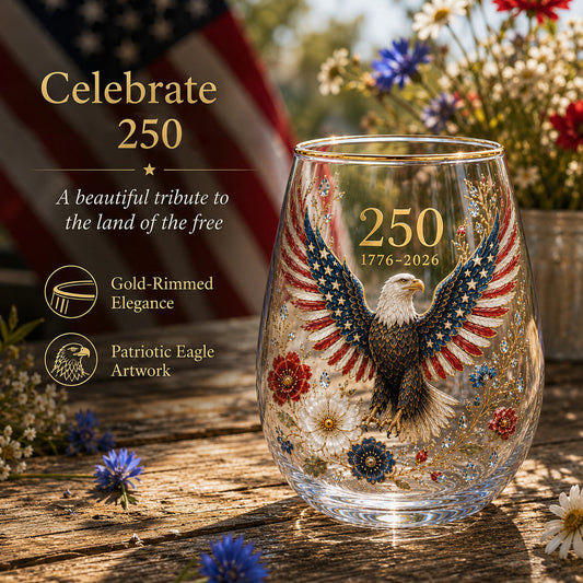 🦅🦅America 250 Eagle Glass Tumbler