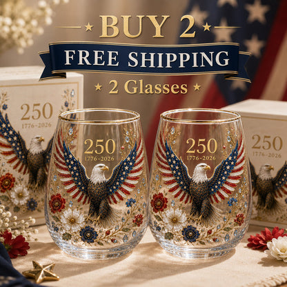 🦅🦅America 250 Eagle Glass Tumbler