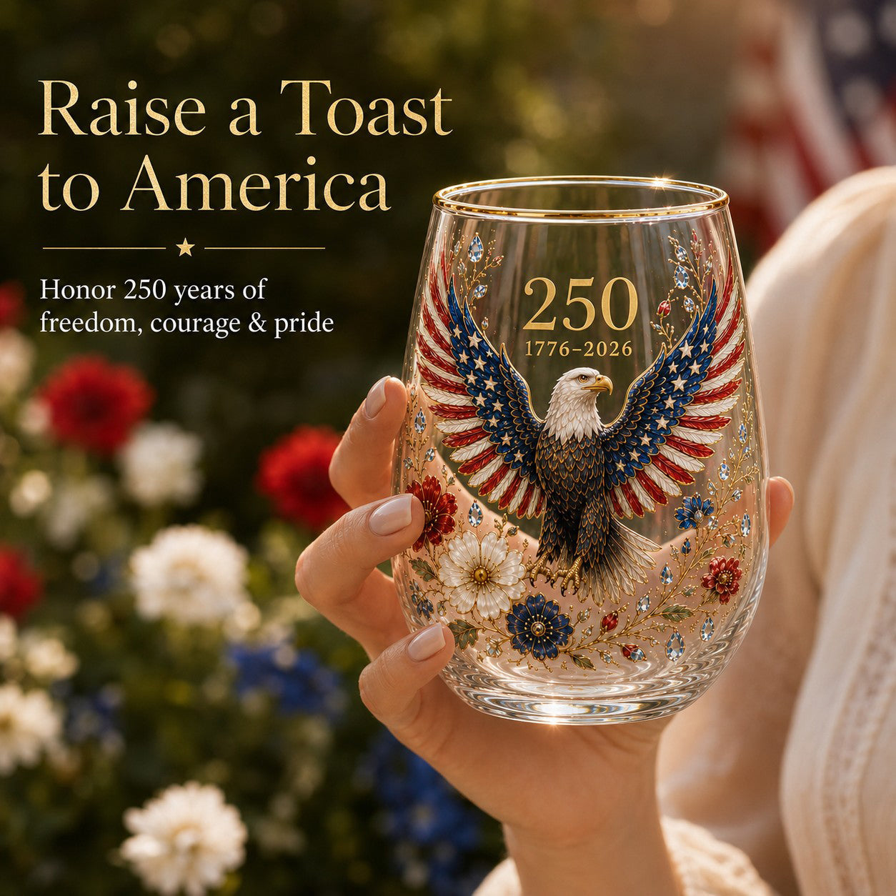 🦅🦅America 250 Eagle Glass Tumbler