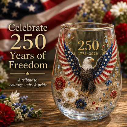 🦅🦅America 250 Eagle Glass Tumbler