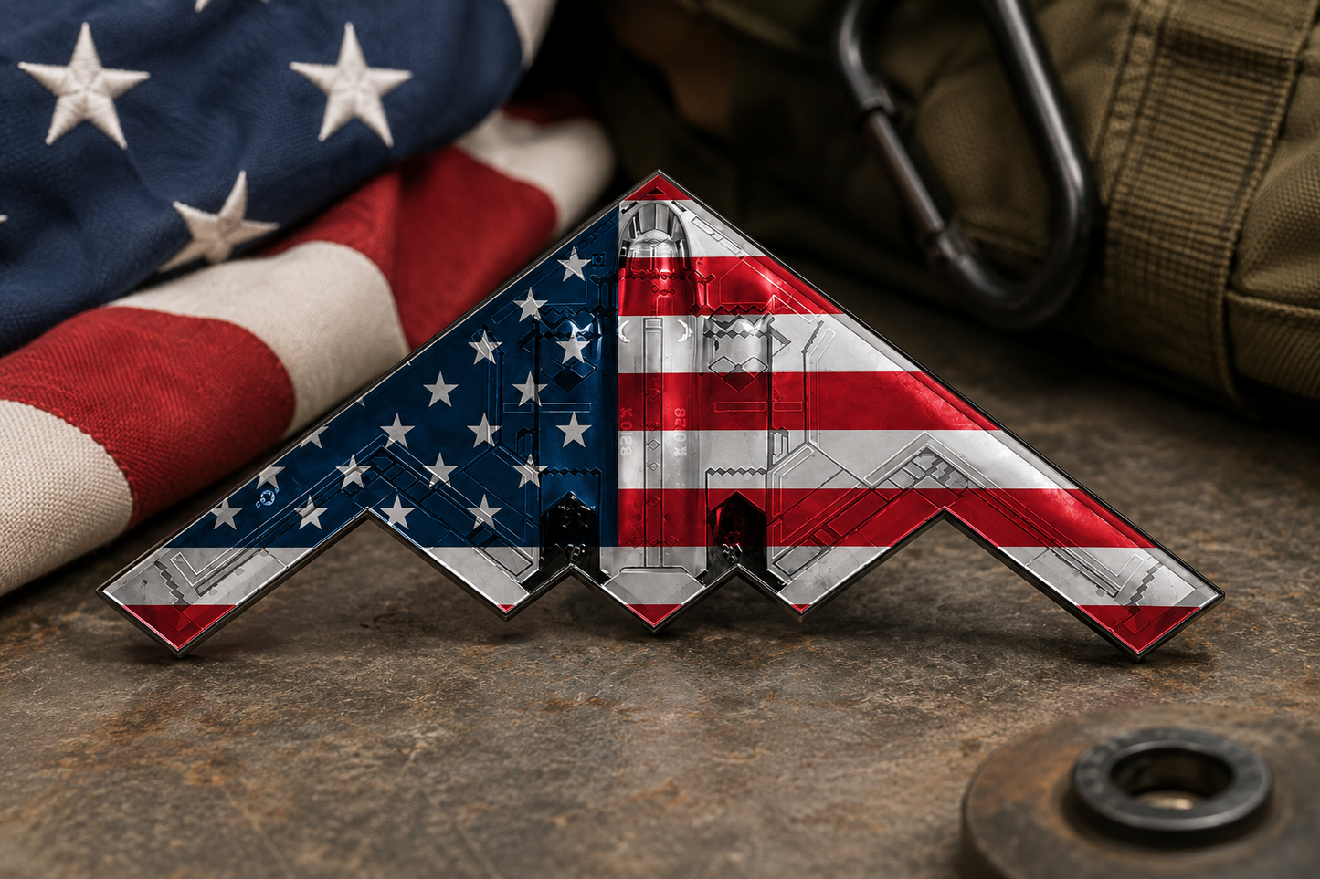 Spirit of ’76 B-2 Stealth Bomber Challenge Coin – 250th Anniversary Patriotic Collectible